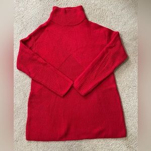 Talbots Red Tunic Length Turtleneck Sweater